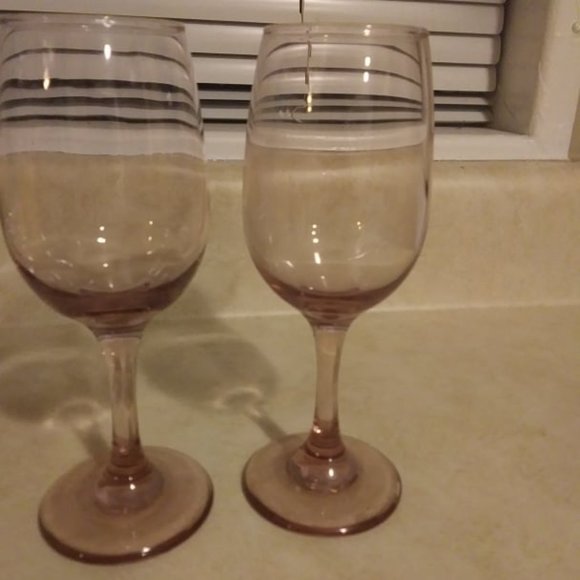 Other - Pair of antique wine glasses - rose colored
